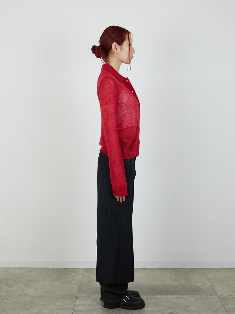 【Heart by led.】SHEER KNIT CARDE / RED