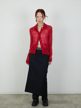 【Heart by led.】SHEER KNIT CARDE / RED