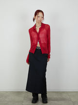 【Heart by led.】SHEER KNIT CARDE / RED