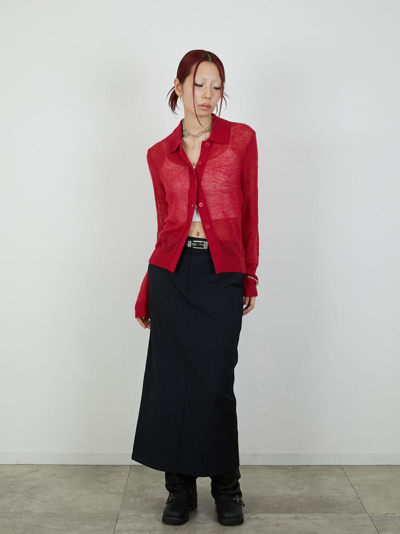 【Heart by led.】SHEER KNIT CARDE / RED