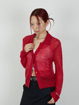 【Heart by led.】SHEER KNIT CARDE / RED