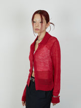 【Heart by led.】SHEER KNIT CARDE / RED