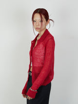 【Heart by led.】SHEER KNIT CARDE / RED