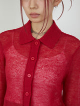 【Heart by led.】SHEER KNIT CARDE / RED