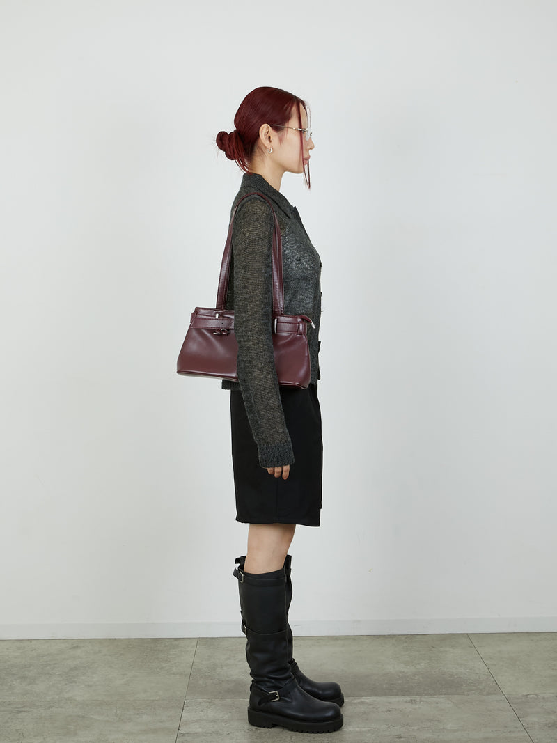 【Heart by led.】SHEER KNIT CARDE /  CHARCOAL GRAY