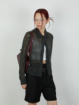 【Heart by led.】SHEER KNIT CARDE /  CHARCOAL GRAY