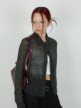 【Heart by led.】SHEER KNIT CARDE /  CHARCOAL GRAY