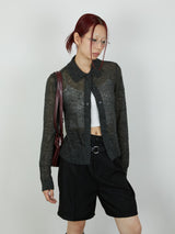 【Heart by led.】SHEER KNIT CARDE /  CHARCOAL GRAY