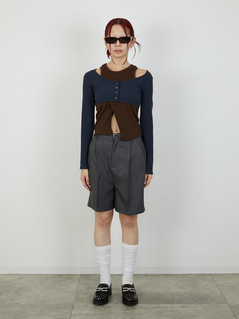 【Heart by led.】TUCK SHORT PANTS / CHARCOAL GRAY