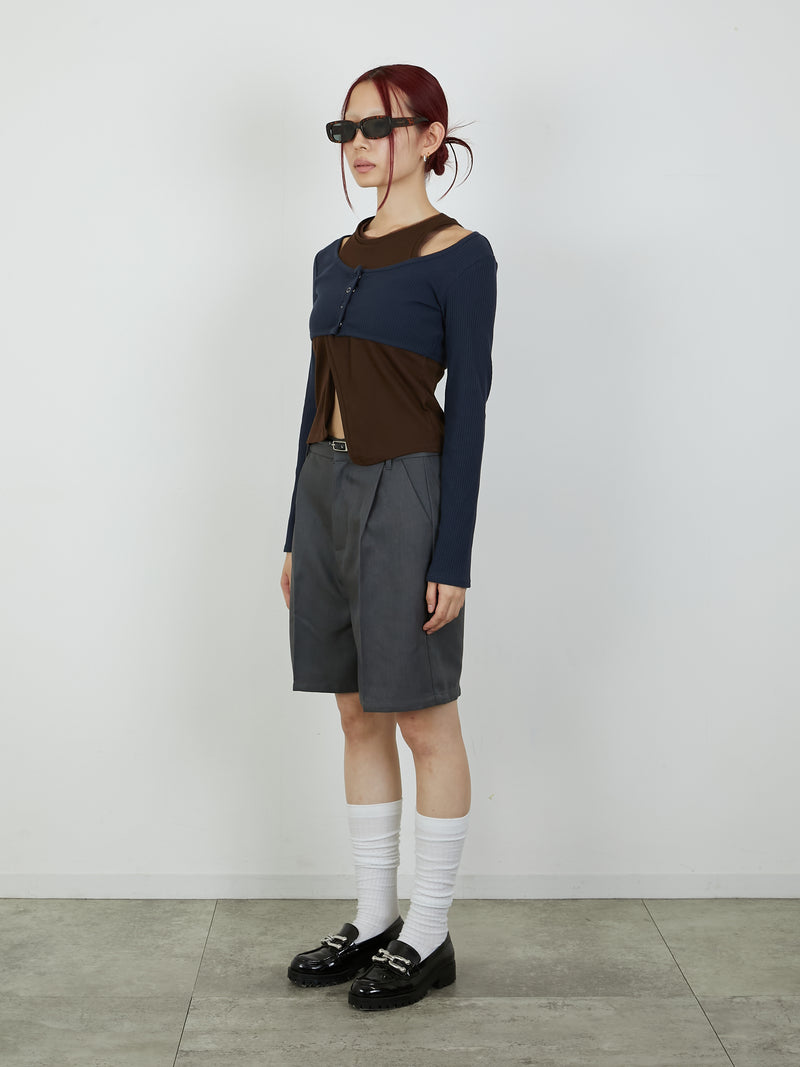 【Heart by led.】TUCK SHORT PANTS / CHARCOAL GRAY