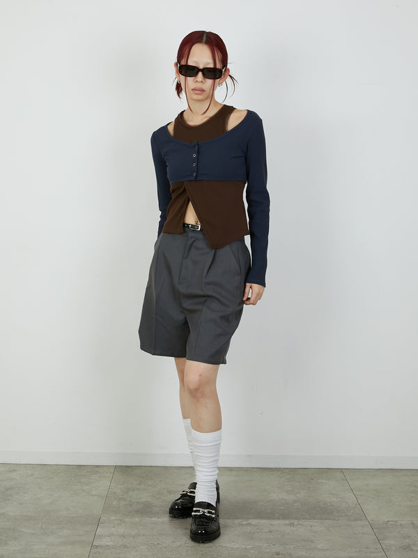 【Heart by led.】TUCK SHORT PANTS / CHARCOAL GRAY