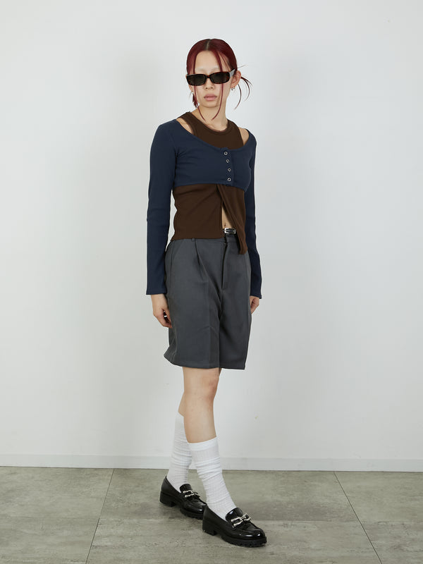 【Heart by led.】TUCK SHORT PANTS / CHARCOAL GRAY