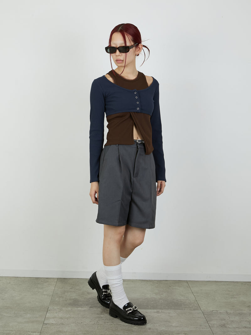 【Heart by led.】TUCK SHORT PANTS / CHARCOAL GRAY