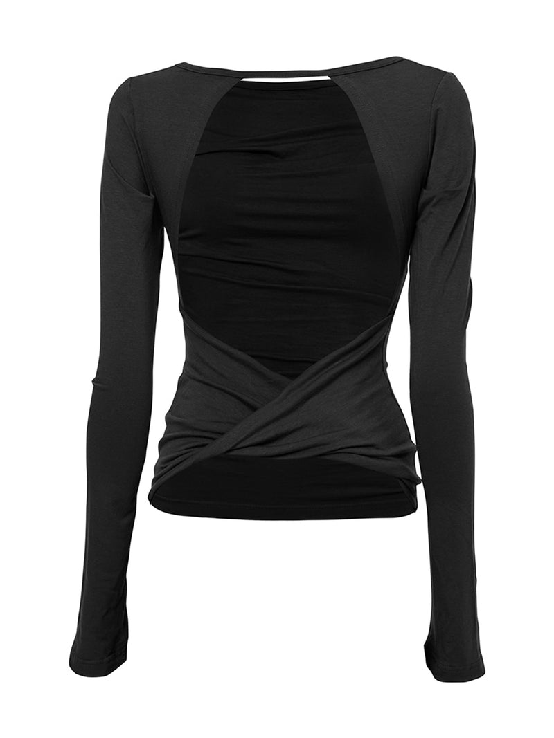 Backless Drape Long Sleeve