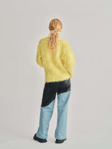 SHAGGY FRONT SLIT TOPS / YELLOW