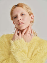SHAGGY FRONT SLIT TOPS / YELLOW