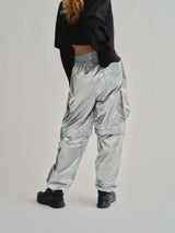 2WAY METALLIC CARGO PANTS / SILVER