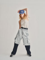 2WAY METALLIC CARGO PANTS / SILVER