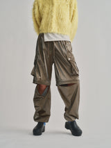 2WAY METALLIC CARGO PANTS / BROWN