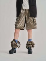 2WAY METALLIC CARGO PANTS / BROWN