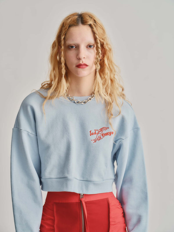 ×NO PANTIES BACK RIB SHORT PULLOVER sixth / BLUE