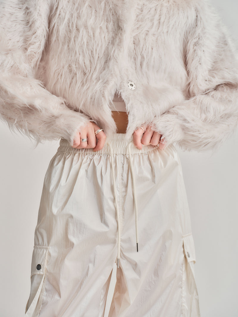 2WAY METALLIC CARGO PANTS / WHITE