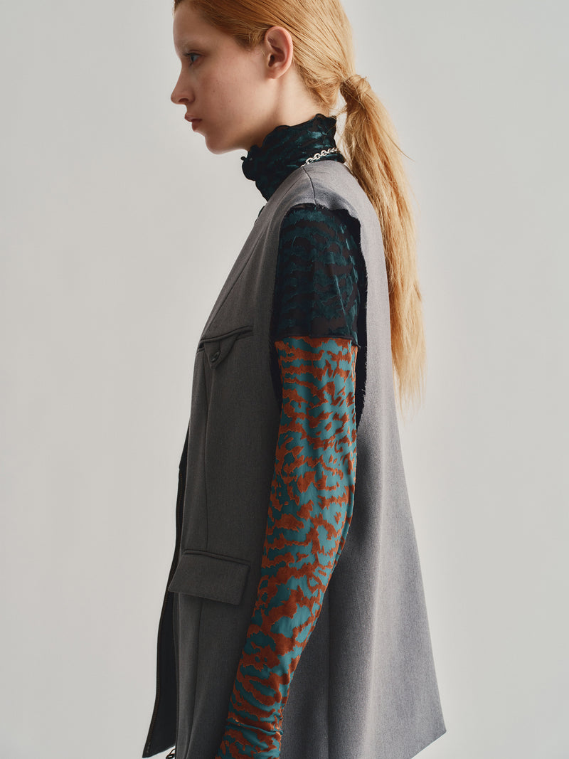 FRONT ZIP OVER VEST / GRAY