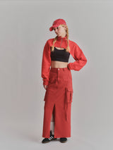 SHORT ZIP SWEAT / RED