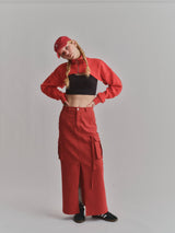 SHORT ZIP SWEAT / RED