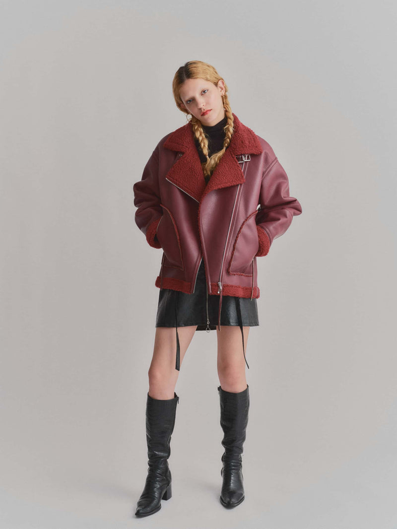 COLOR FAKE MOUTON JK / BURGUNDY