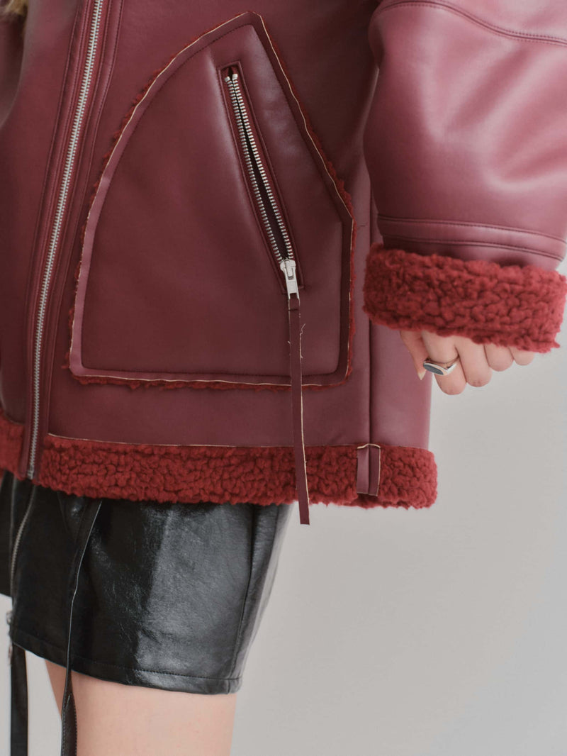 COLOR FAKE MOUTON JK / BURGUNDY