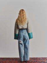 WIDE HIGH DAMAGE DENIM / BLUE