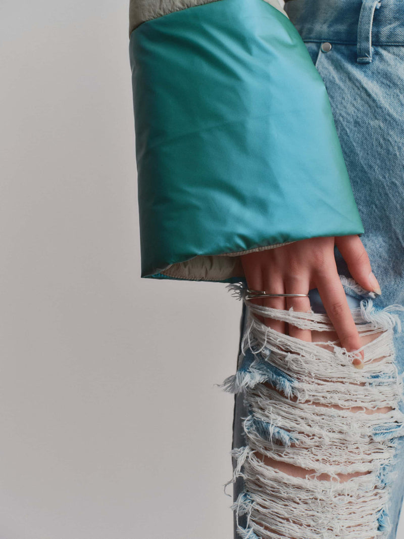 WIDE HIGH DAMAGE DENIM / BLUE