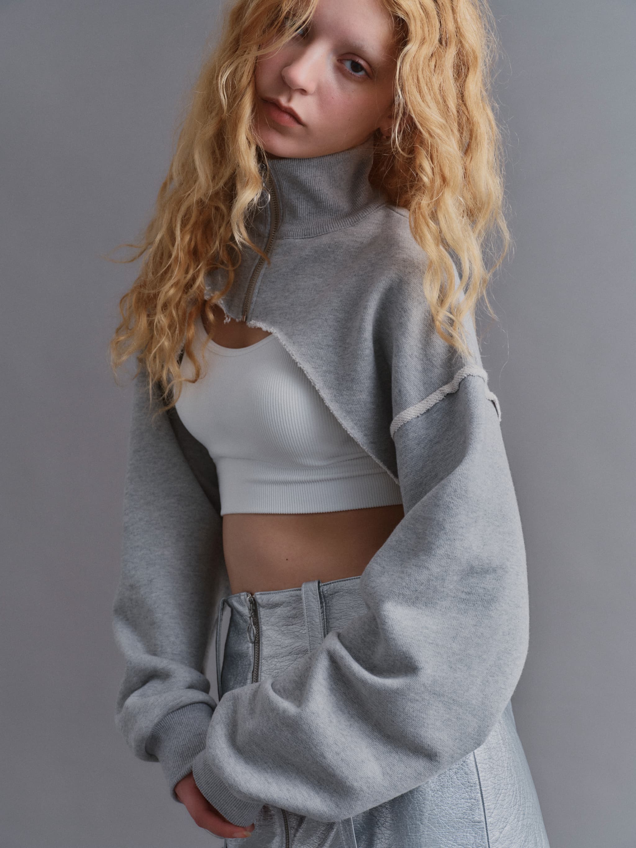 SHORT ZIP SWEAT / GRAY – led-tokyo│レッドトーキョー - 23AW