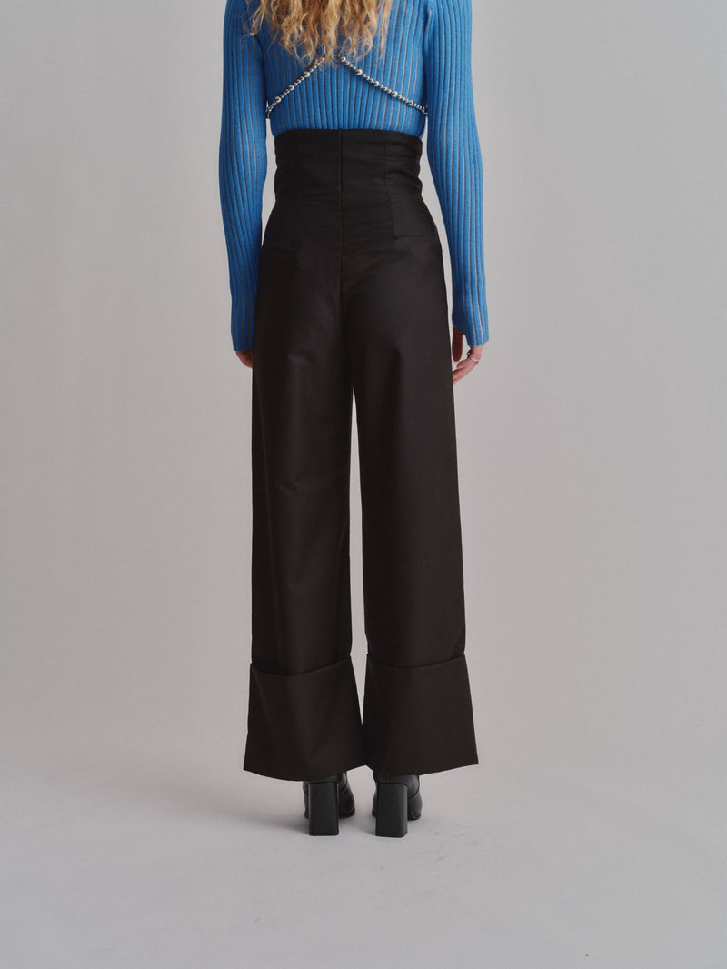 HIGH WAIST SLACKS PT / BLACK