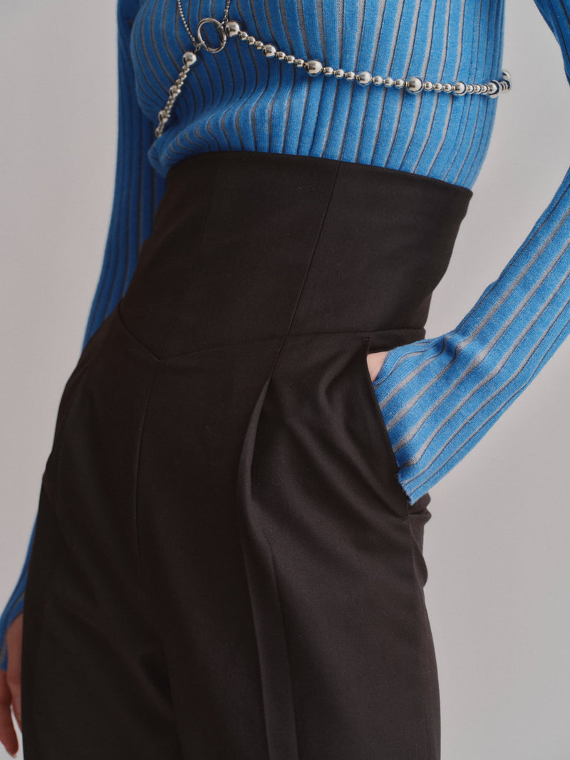 HIGH WAIST SLACKS PT / BLACK