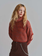 ELBOW HOLE BOUCLE KNIT / RED