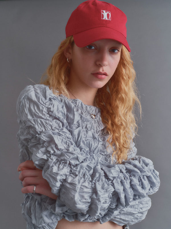 SHIRRING BLOUSE / GLAY