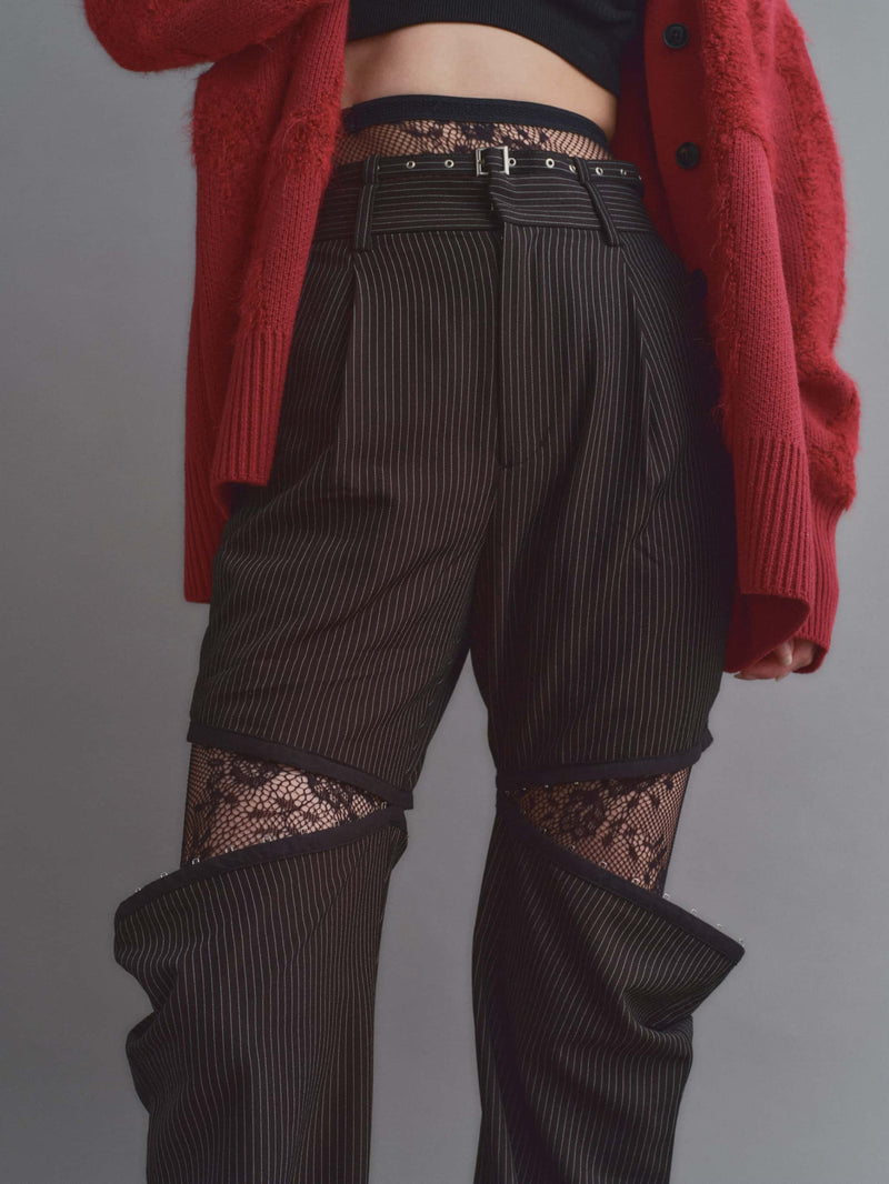 HOOK DESIGN CUTOUT SLACKS PT / BLACK