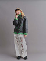 WIDE HIGH DAMAGE DENIM / WHITE