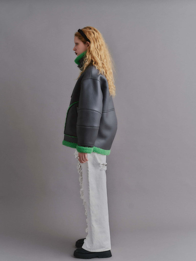 WIDE HIGH DAMAGE DENIM / WHITE