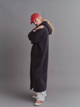 LEATHER PIPING BOA LONG CT / GRAY