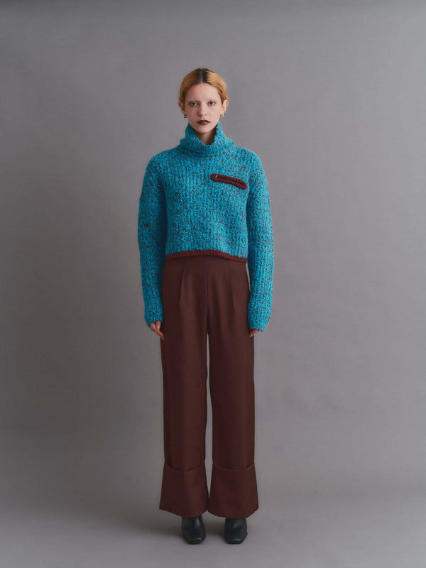 ELBOW HOLE BOUCLE KNIT / BLUE
