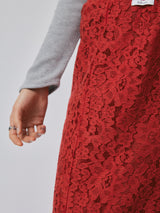 LAYERED LACE SKIRT / RED