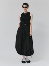 NYLON BALLOON SKIRT / BLACK