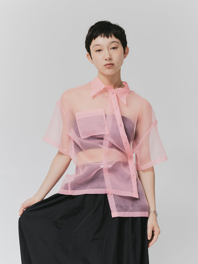 SHEER BOX SHIRT / PINK