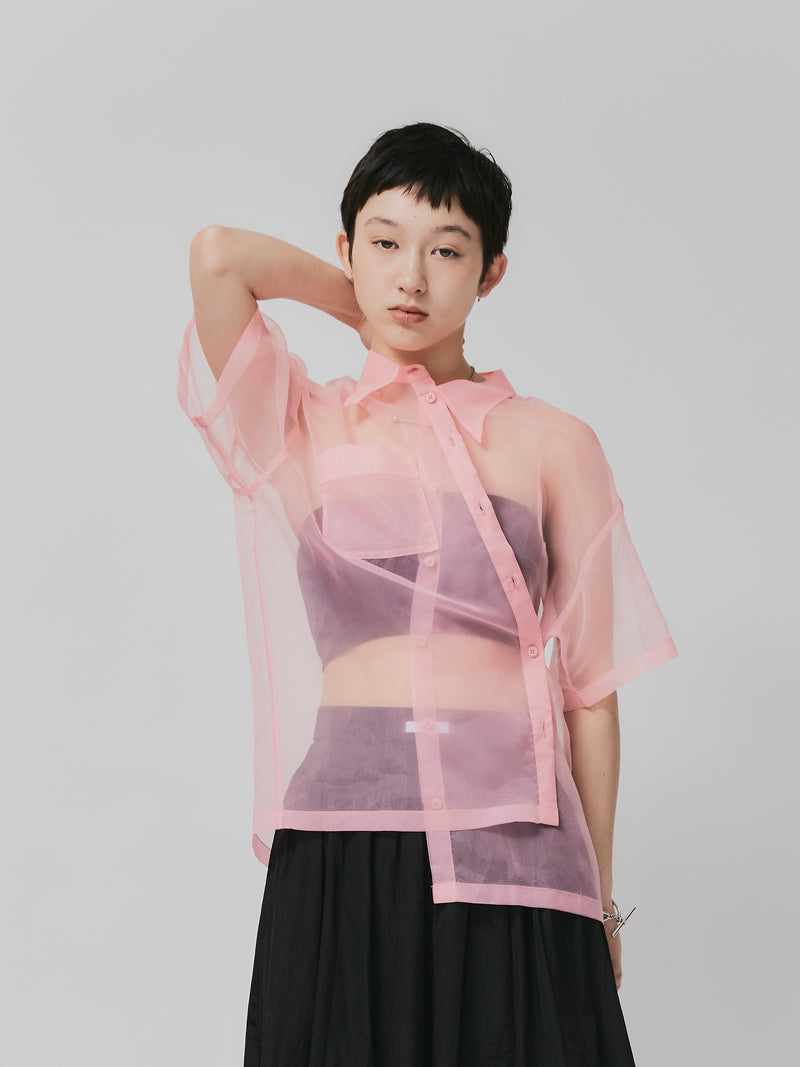 SHEER BOX SHIRT / PINK