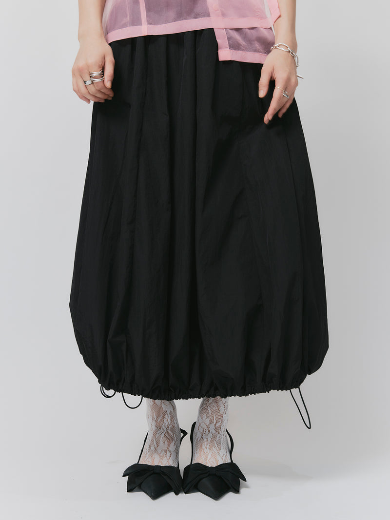 NYLON BALLOON SKIRT / BLACK