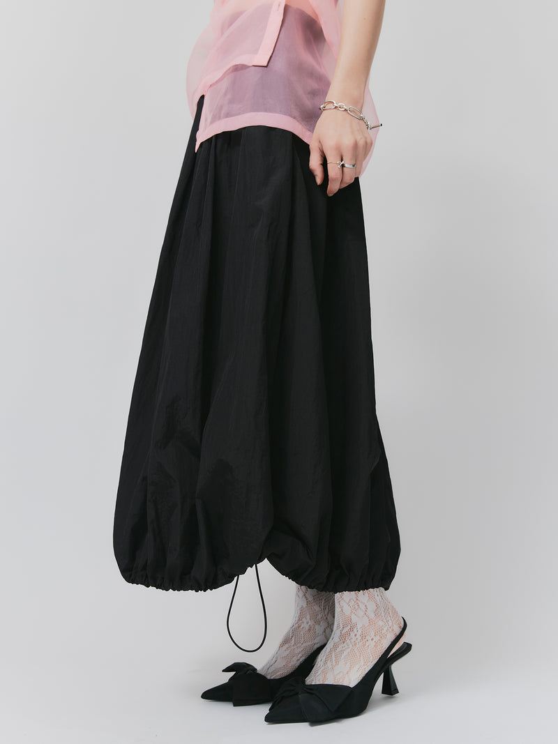 NYLON BALLOON SKIRT / BLACK