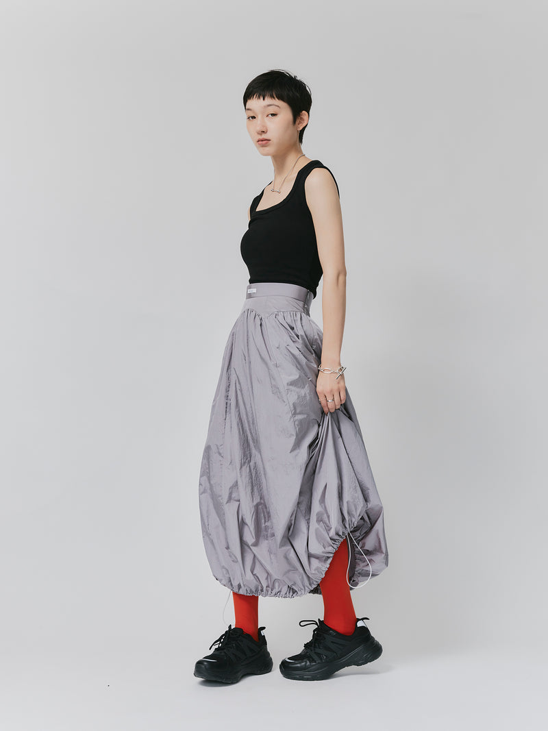 NYLON BALLOON SKIRT / GRAY